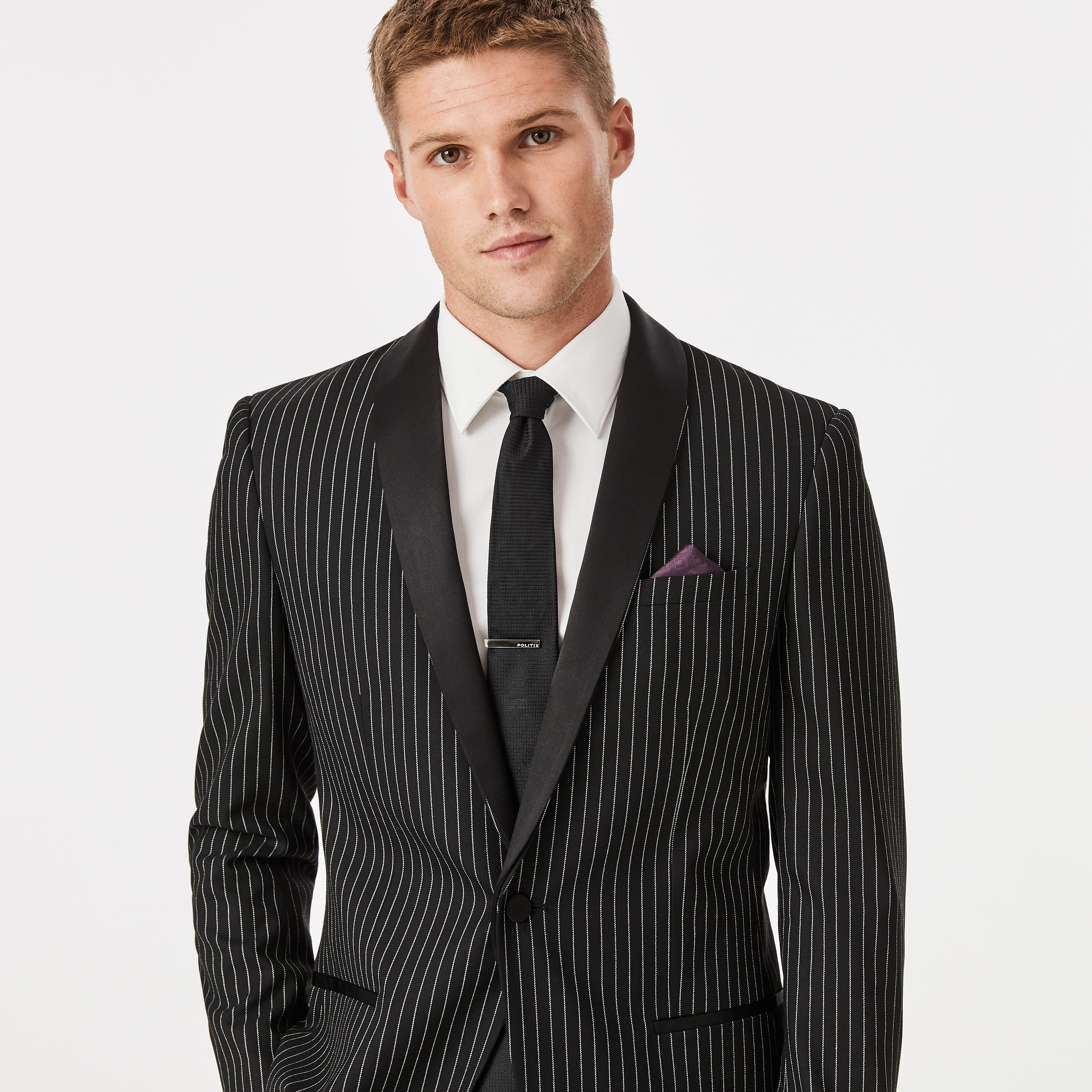 Walter Blkp S Pin Stripe Tailored Jacket Shawl Blazers Politix